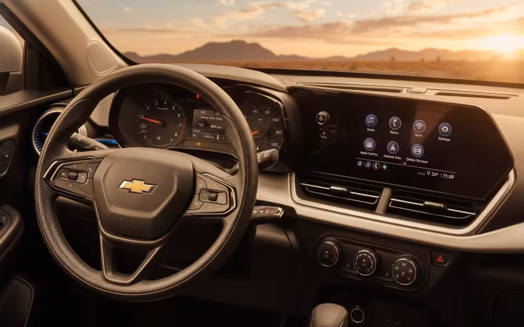 Chevrolet Trax 2024 dashboard and infotainment – rental in Dubai