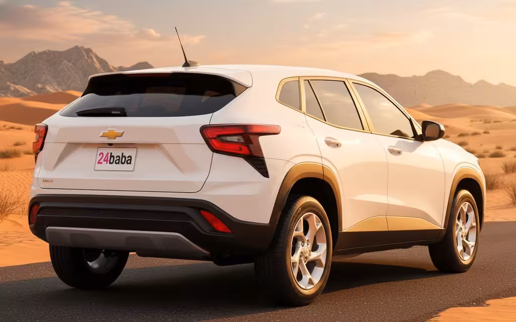 Chevrolet Trax 2024 White rear view showing taillights – rental in Dubai