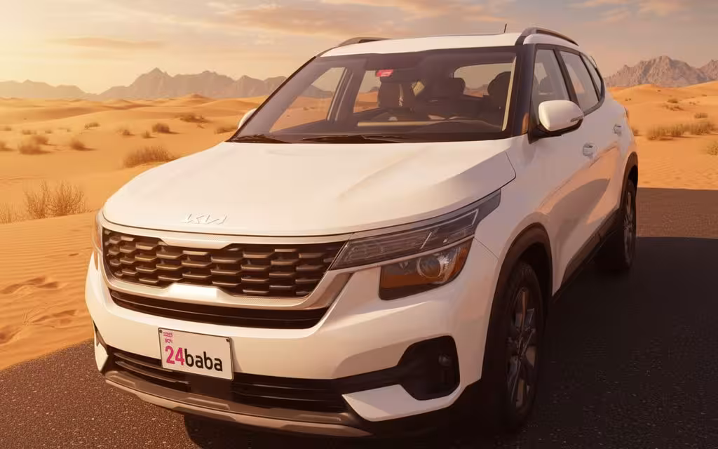 Kia Seltos 2025 White front view with headlights