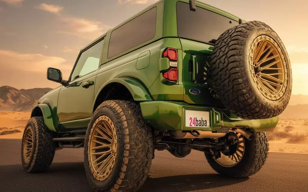 Ford Bronco 2024 Green rear view showing taillights – rental in Dubai