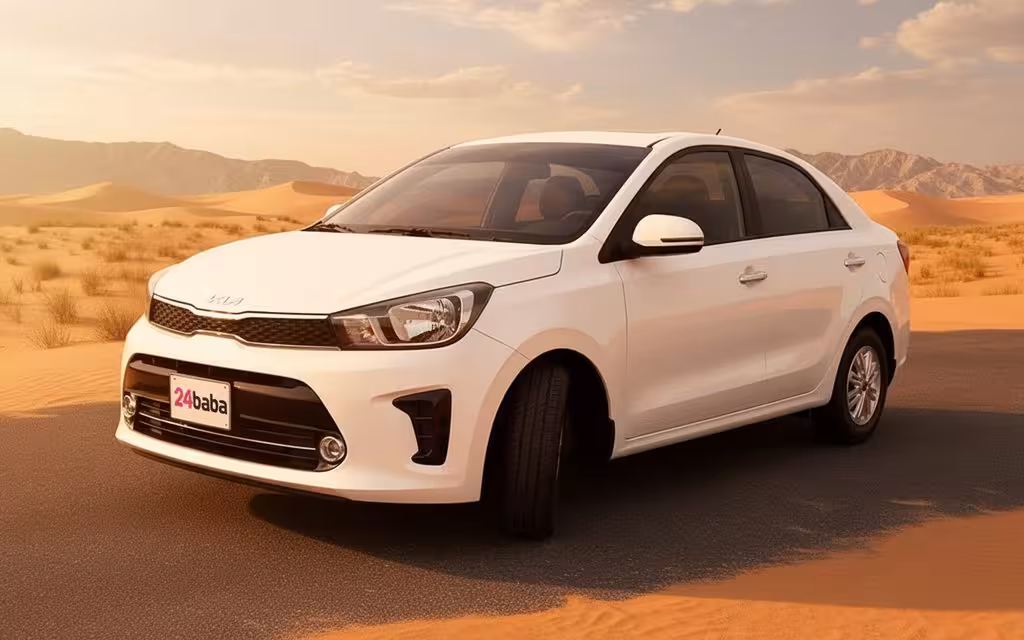 Kia Pegas 2024 White front view with headlights