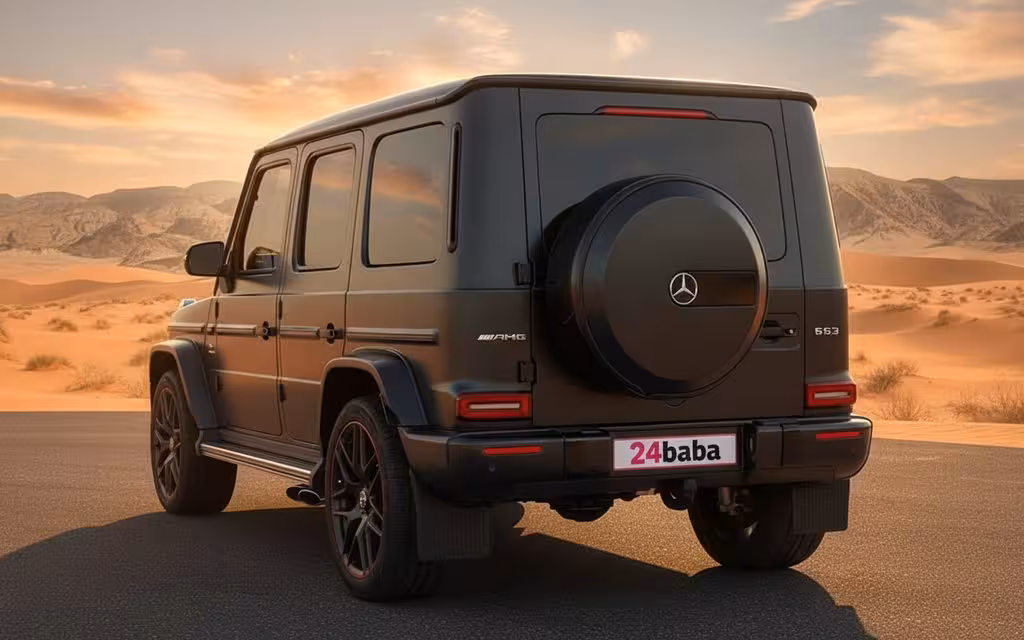 Mercedes G63 2021 Black rear view showing taillights – rental in Dubai