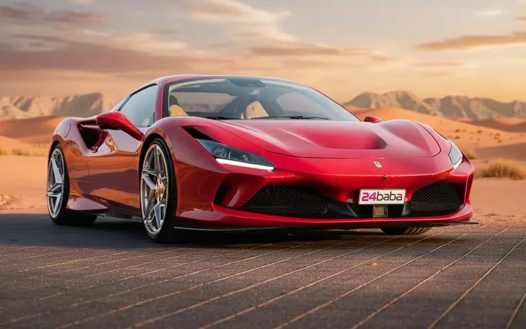 Ferrari F8 2021 Red front view with headlights – rental in Dubai