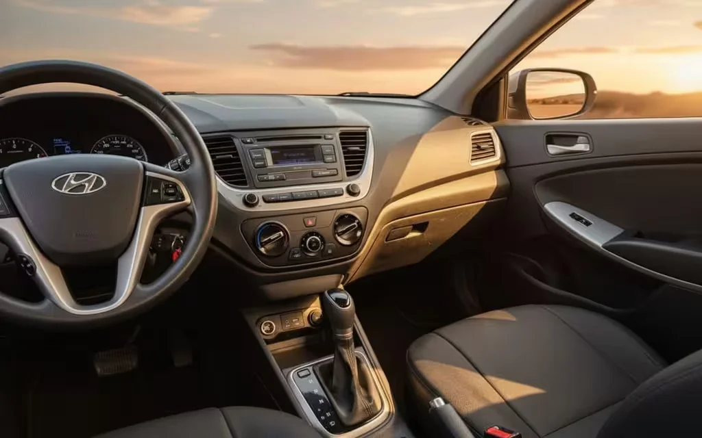 Hyundai Accent 2025 dashboard and infotainment – rental in Dubai