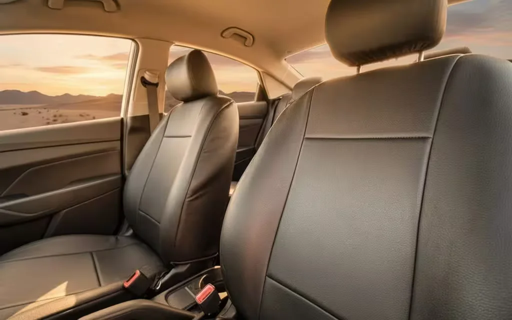 Hyundai Accent 2025 leather seats and cabin – rental in Dubai