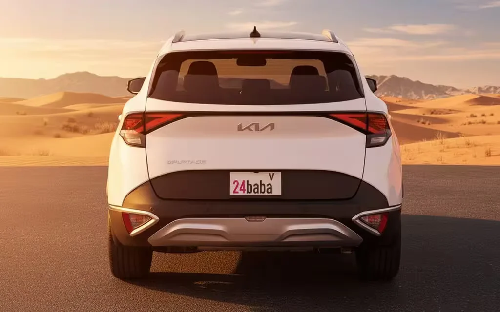 Kia Sportage 2023 White rear view showing taillights – rental in Dubai