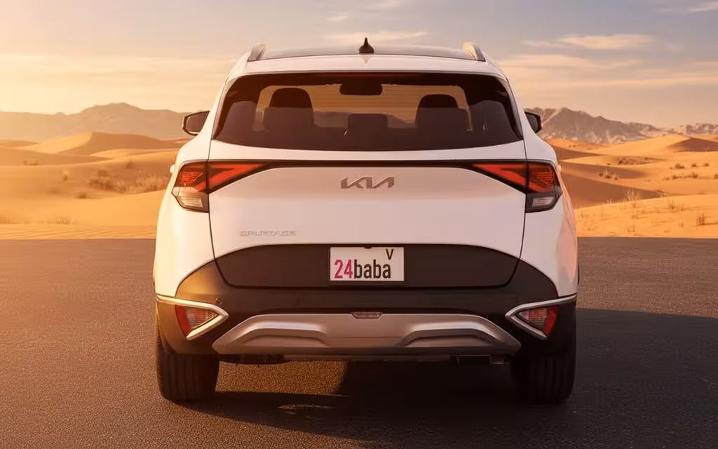 Kia Sportage 2023 White rear view showing taillights – rental in Dubai