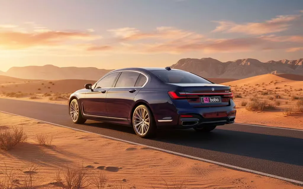 Bmw 730 2022 Blue side profile – rental in Dubai