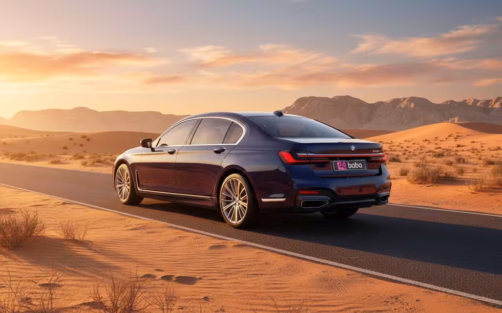 Bmw 730 2022 Blue side profile – rental in Dubai