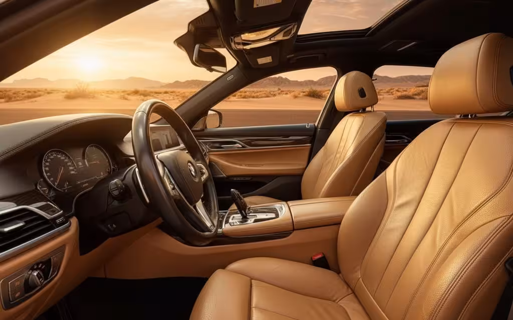 Bmw 730 2022 interior view showing trim – rental in Dubai