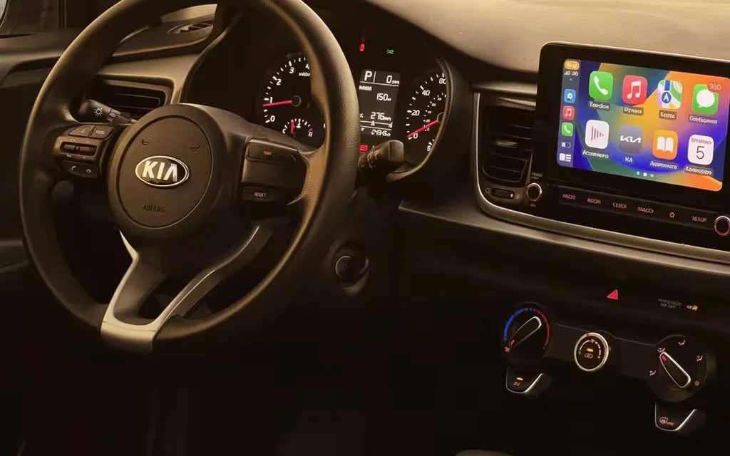Kia Rio 2022 dashboard and infotainment – rental in Dubai