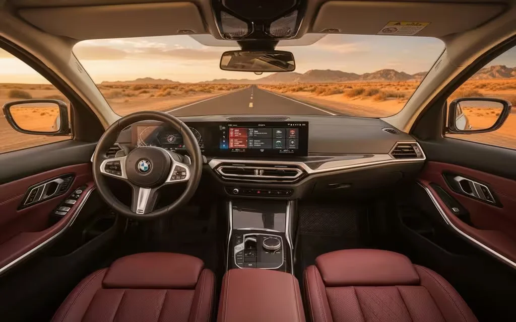 Bmw 330 2023 dashboard and infotainment – rental in Dubai