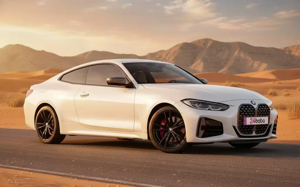 Bmw 440 2021 White side profile – rental in Dubai