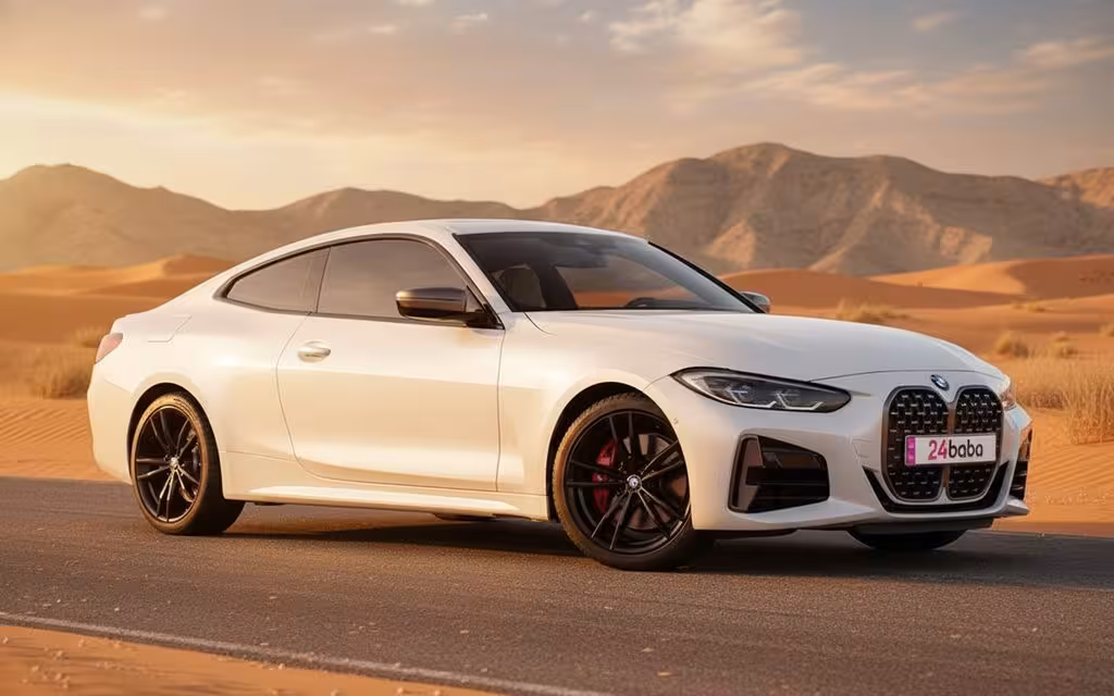 Bmw 440 2021 White side profile – rental in Dubai