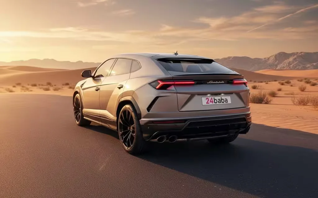 Lamborghini Urus 2022 Grey rear view showing taillights – rental in Dubai