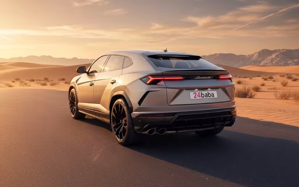 Lamborghini Urus 2022 Grey rear view showing taillights – rental in Dubai