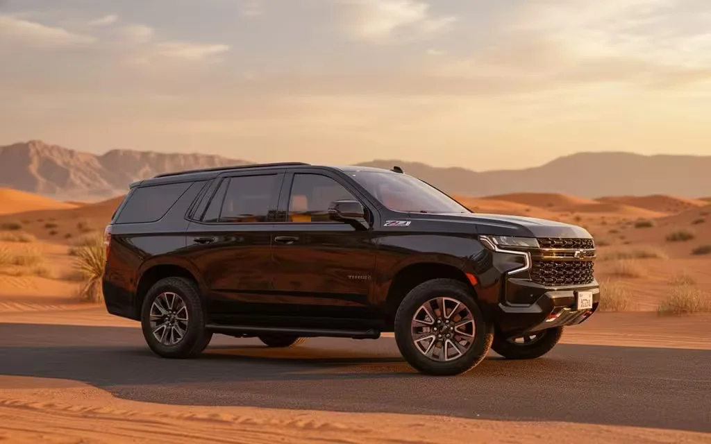 Chevrolet Tahoe 2023 Black side profile – rental in Dubai
