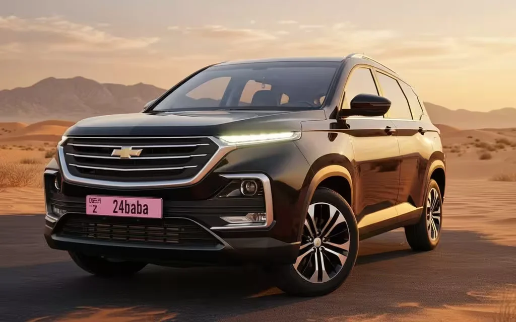 Chevrolet Captiva 2023 Black front view with headlights – rental in Dubai