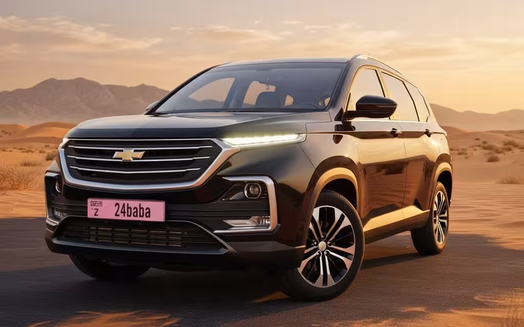 Chevrolet Captiva 2023 Black front view with headlights – rental in Dubai