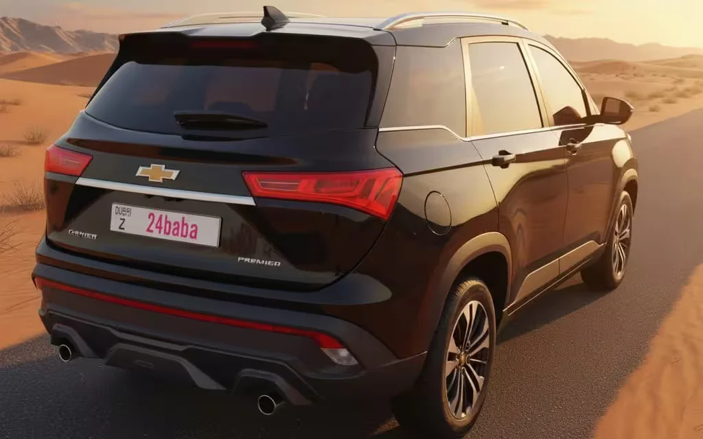 Chevrolet Captiva 2023 Black rear view showing taillights – rental in Dubai