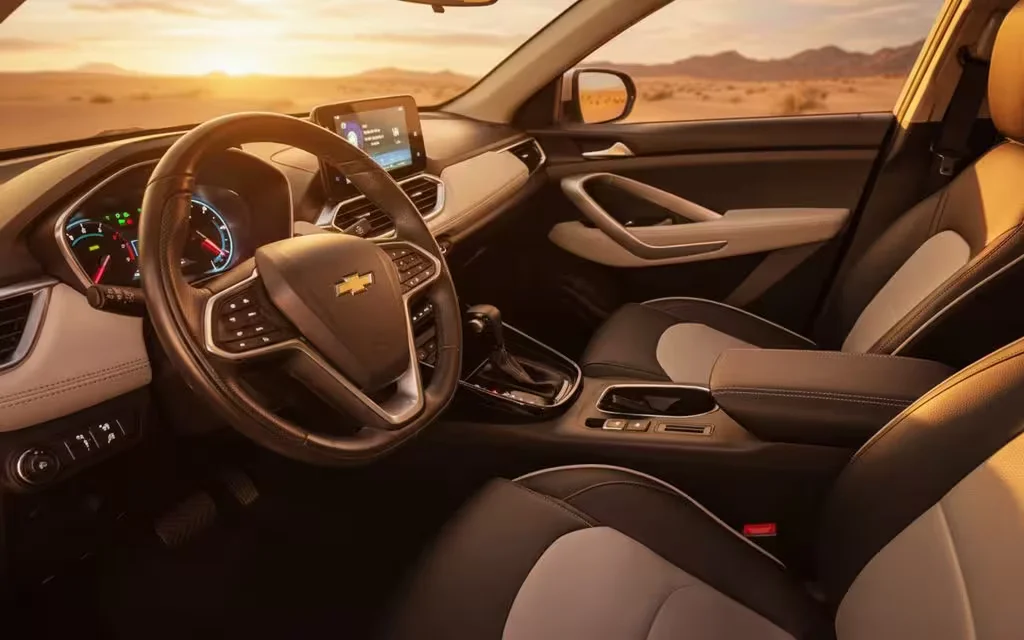 Chevrolet Captiva 2023 interior view showing trim – rental in Dubai