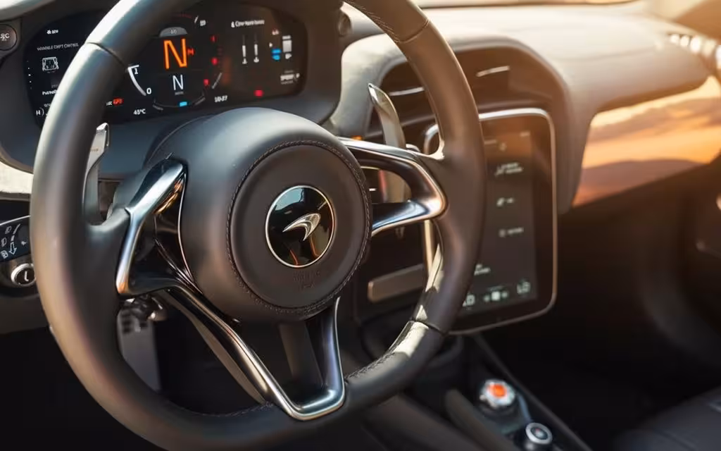 Mclaren Artura 2025 interior view showing trim – rental in Dubai