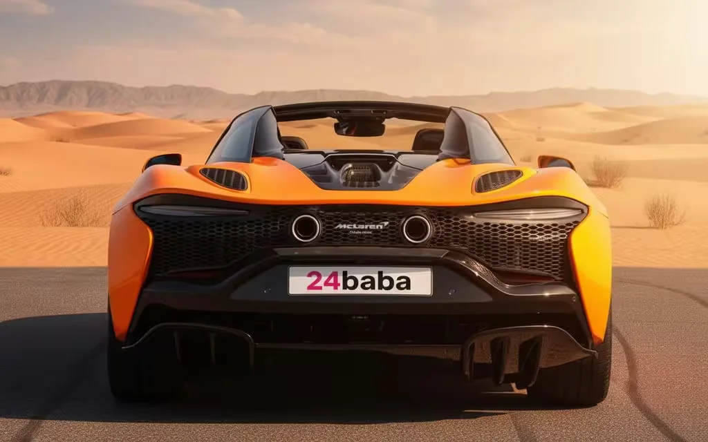 Mclaren Artura 2025 Orange rear view showing taillights – rental in Dubai
