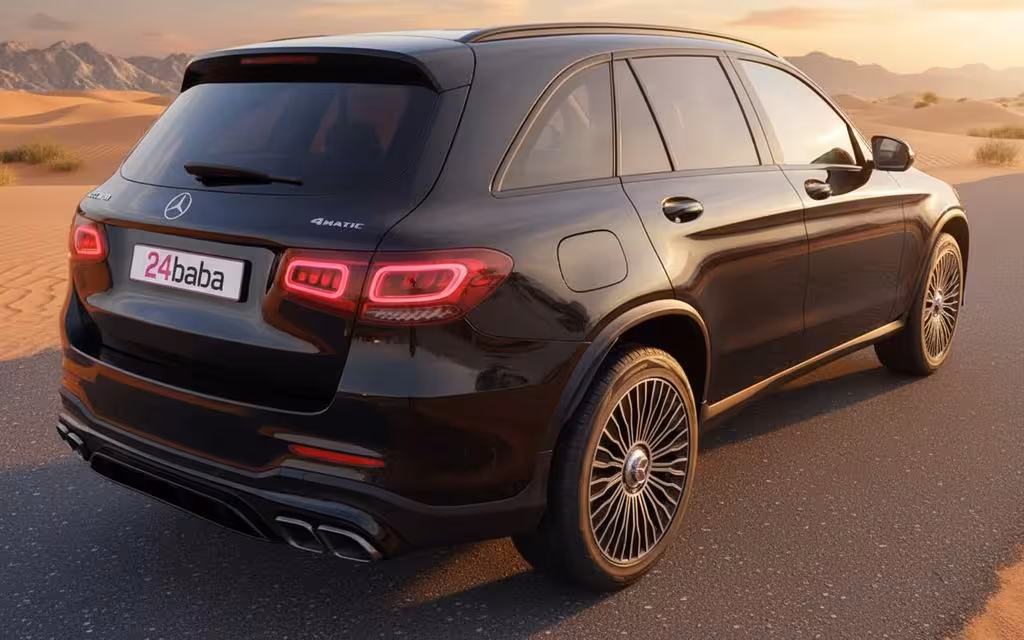 Mercedes Glc300 2020 Black rear view showing taillights