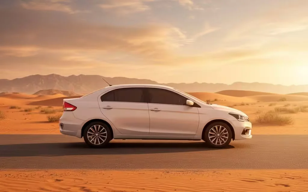 Suzuki Ciaz 2022 White side profile – rental in Dubai