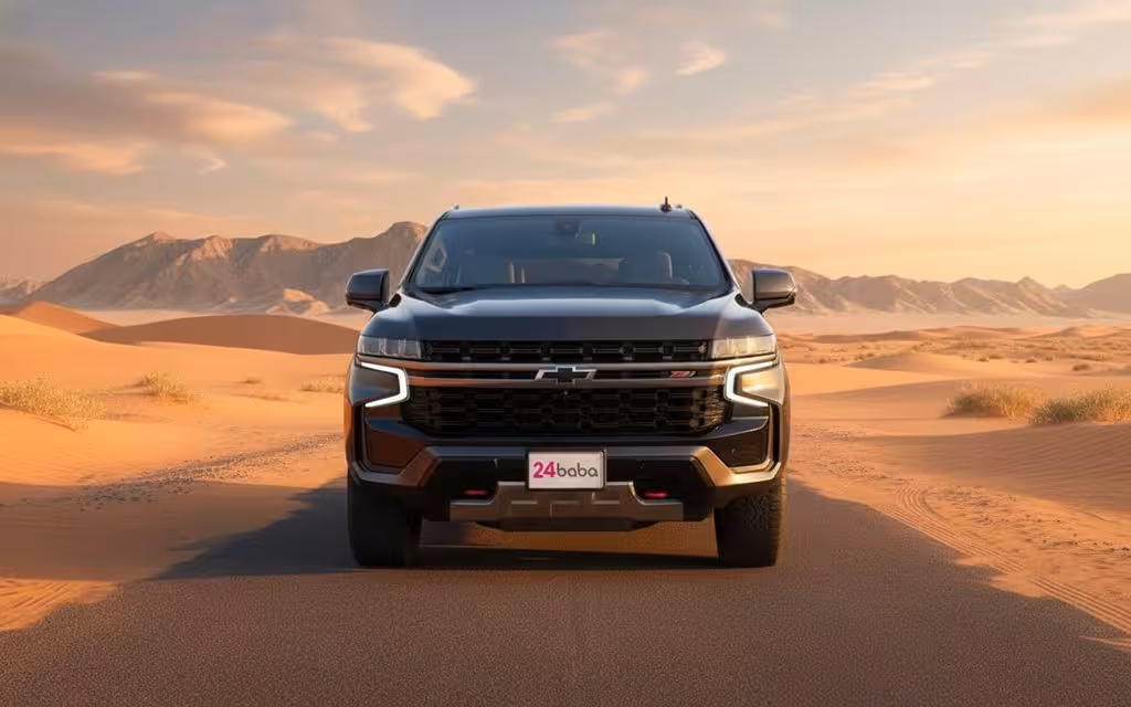 Chevrolet Tahoe 2021 Brown front view with headlights – rental in Dubai