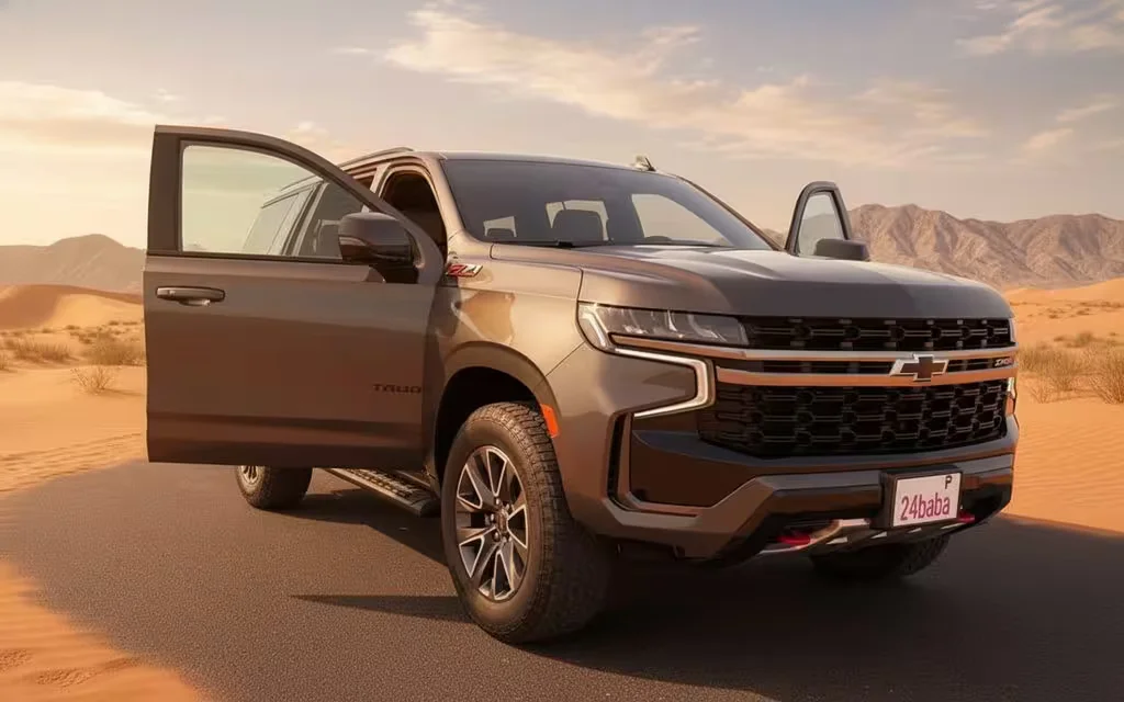 Chevrolet Tahoe 2021 Brown parked outdoor scene – rental in Dubai