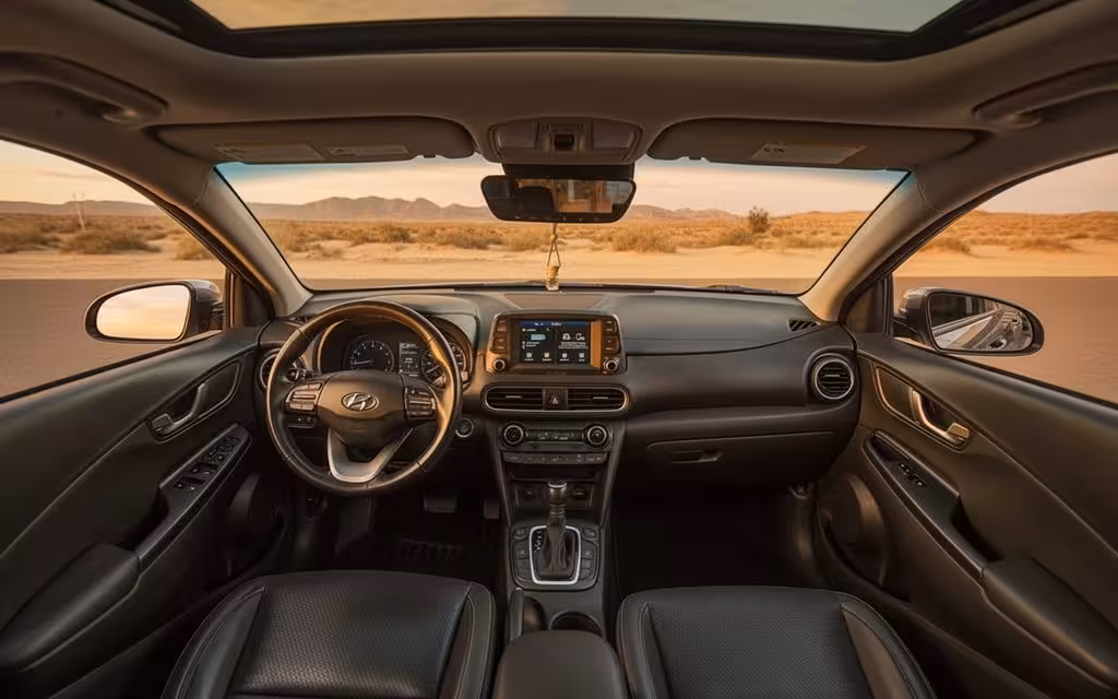 Hyundai Kona 2020 dashboard and infotainment – rental in Dubai