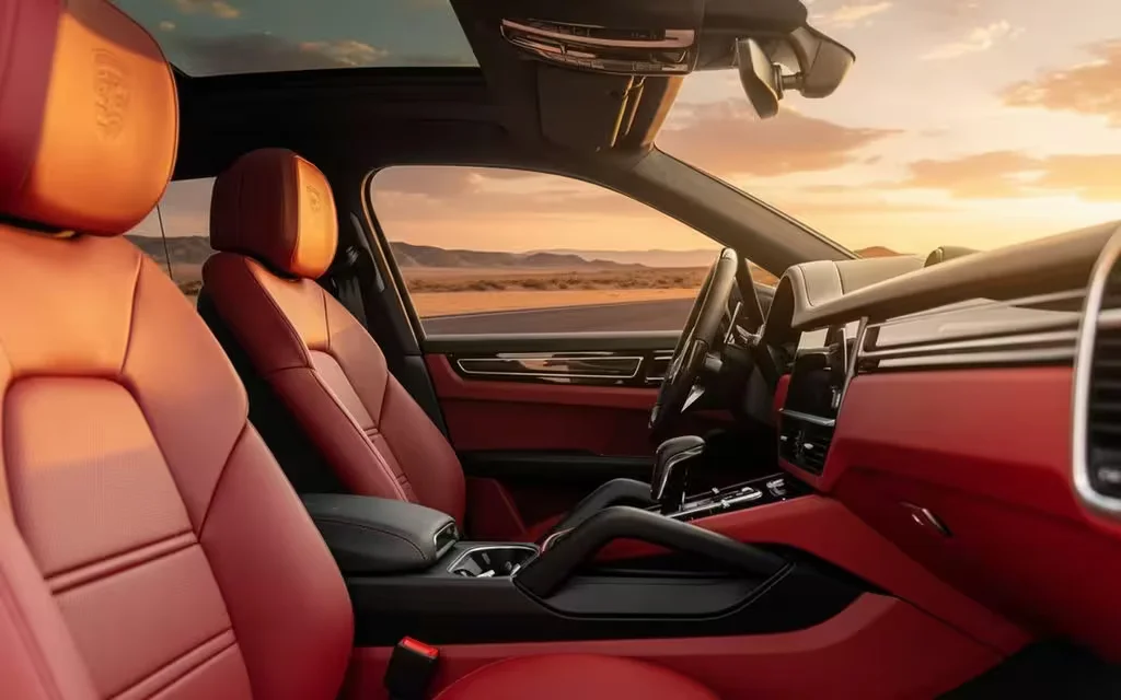 Porsche Cayenne 2023 interior view showing trim – rental in Dubai