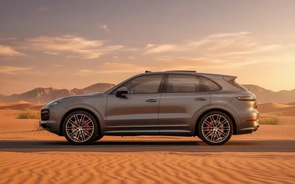 Porsche Cayenne 2023 Grey side profile – rental in Dubai