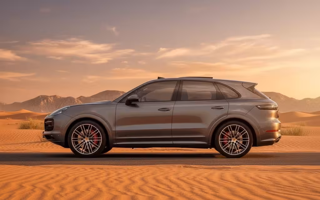 Porsche Cayenne 2023 Grey side profile – rental in Dubai