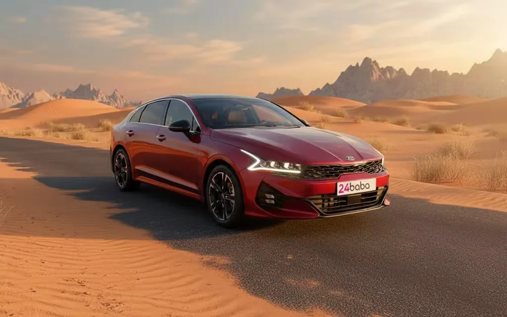 Kia K5 2021 Red front view with headlights