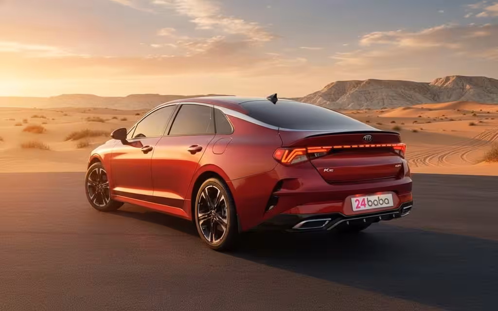 Kia K5 2021 Red rear view showing taillights