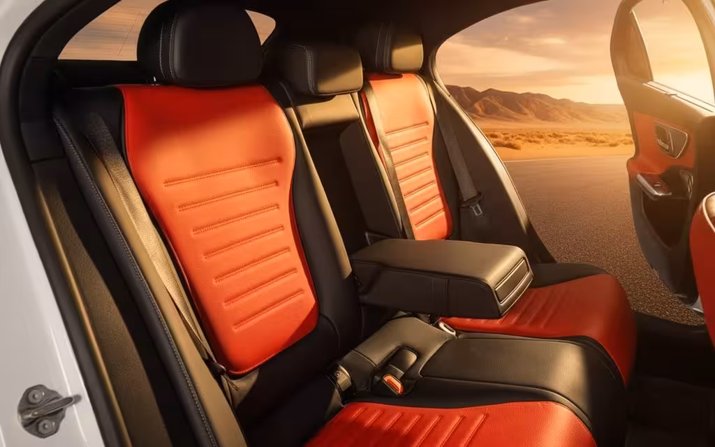 Mercedes C200 2023 leather seats and cabin – rental in Dubai