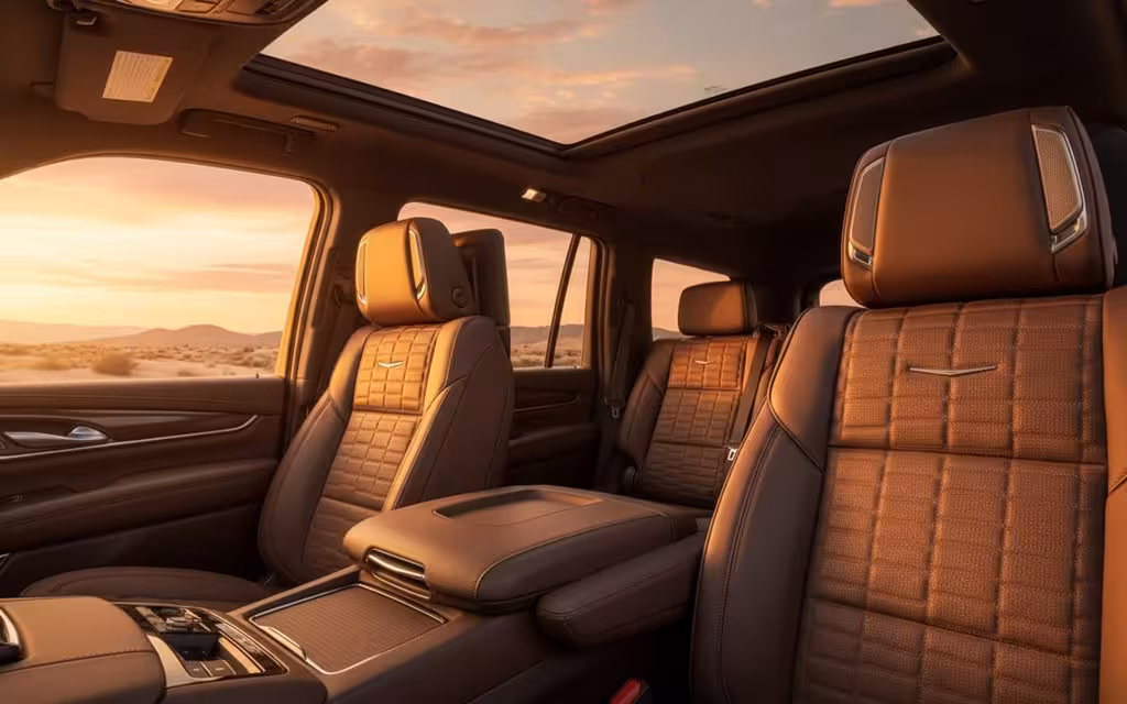 Cadillac Escalade 2024 leather seats and cabin – rental in Dubai