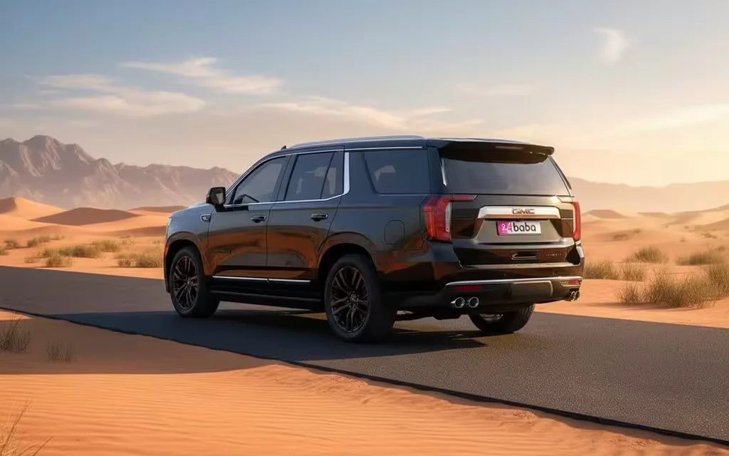 Gmc Yukon 2023 Black rear view showing taillights – rental in Dubai