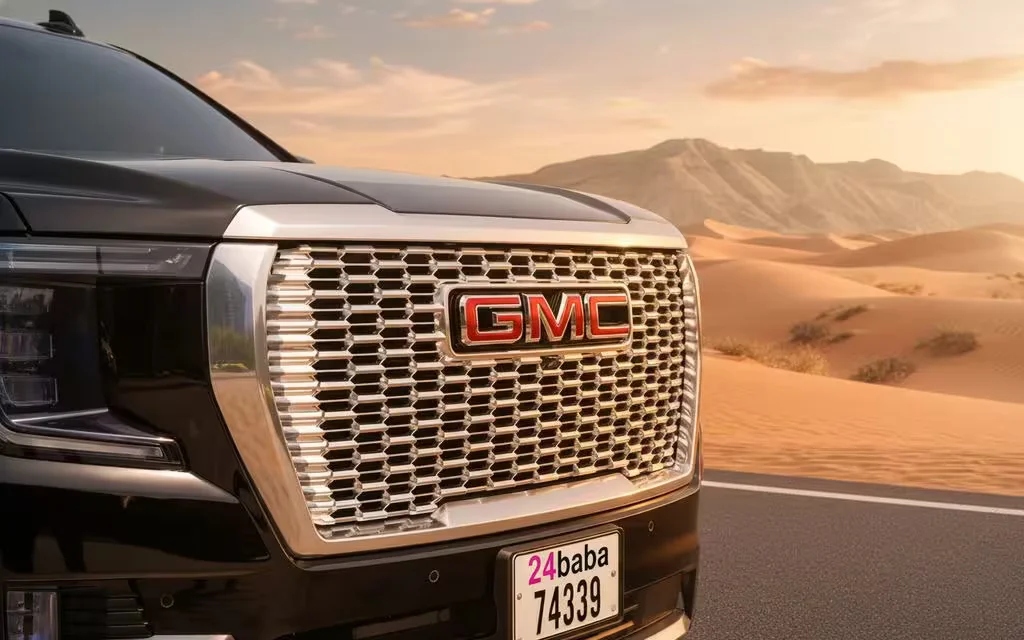 Gmc Yukon 2023 model badge close up – rental in Dubai