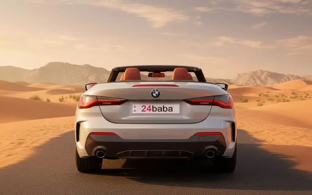 Bmw 420 2023 Grey rear view showing taillights – rental in Dubai
