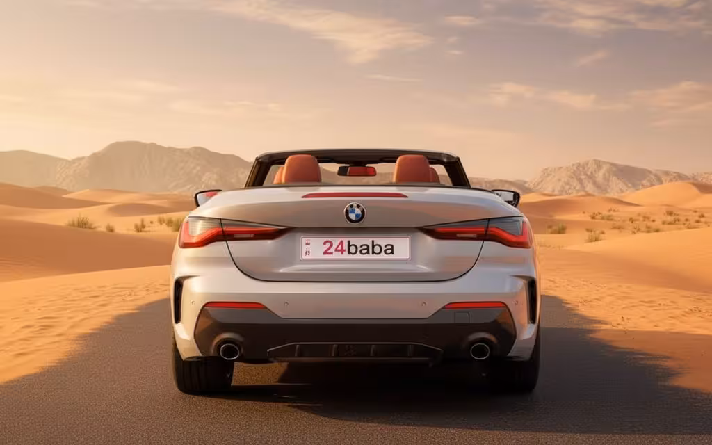 Bmw 420 2023 Grey rear view showing taillights – rental in Dubai