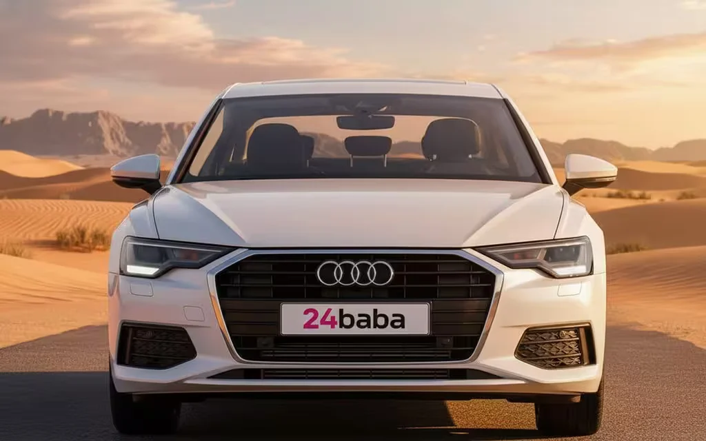 Audi A6 2021 White front view with headlights