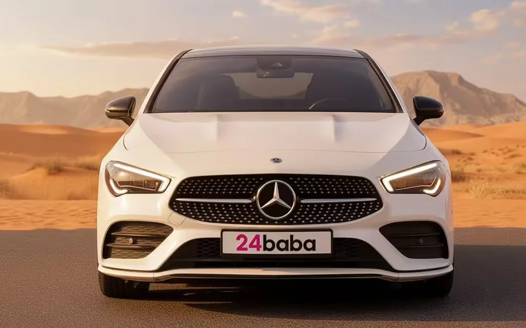 Mercedes Cla200 2023 White front view with headlights