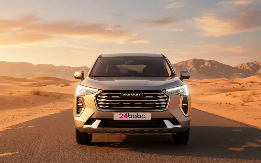 Haval Jolion 2024 Silver front view with headlights – rental in Dubai