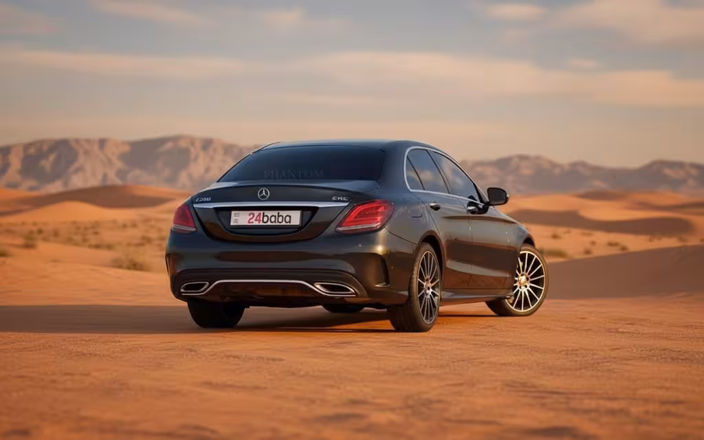 Mercedes C200 2020 Black rear view showing taillights