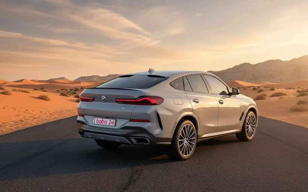 Bmw X6 2025 Silver rear view showing taillights – rental in Dubai