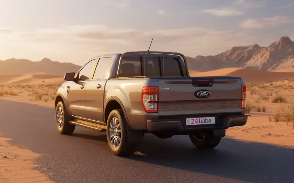 Ford Ranger 2023 Grey rear view showing taillights – rental in Dubai