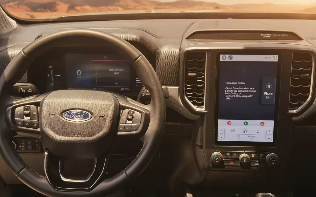 Ford Ranger 2023 dashboard and infotainment – rental in Dubai